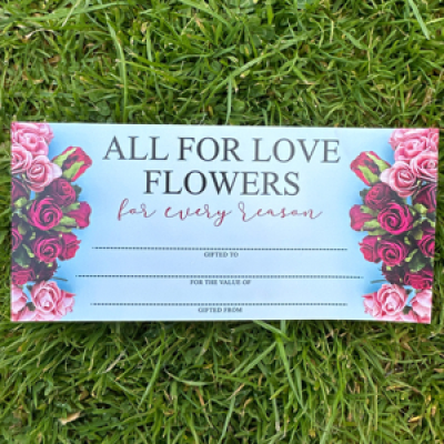 Gift Voucher  - Blooms of joy await – a bouquet of smiles just a click away. Gift the beauty of flowers to brighten someone's day! A perfect gift for someone who has everything - Redeemable for any item in our shop or flowers delivered. Delivery included in this price to the recipients address. 