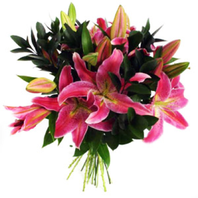 Bouquet of Lillies - Ready for your vase, these are quality flowers wrapped in craft paper or cellophane.