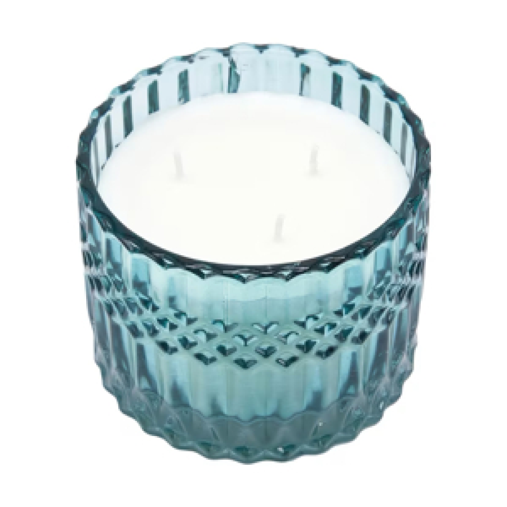 Wood Sage & Sea Salt Geo Fragrant Candle - Blue