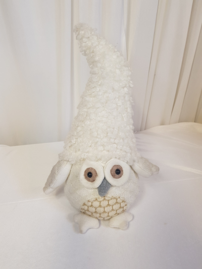 "Owlyn" Decorative Owl - Owlyn, Decorative Owl. White/Cream - 19x12x39Hcm