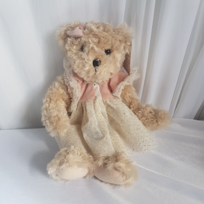 Demi Bear with Glitter Dress - Super cute Demi Bear with Glitter Dress - 30cm Includes a cute wee swan on the glittery dress, super soft and a cute wee bow on her head